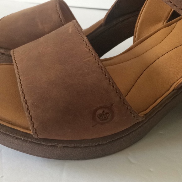 Born Shoes Womens Born Brown Leather Chunky Heel Sandals Poshmark